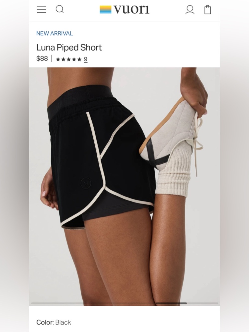 NWT! Vuori Luna Piped Short - Retail $88